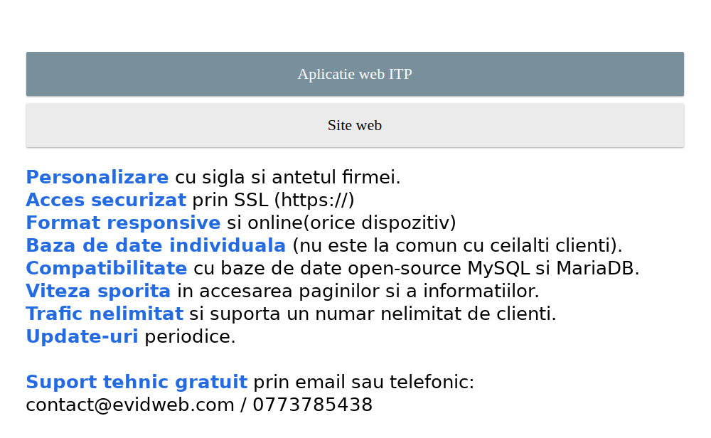 Aplicatie web statie ITP