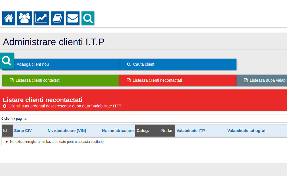 Aplicatie web statie ITP - Modul clienti ITP 011