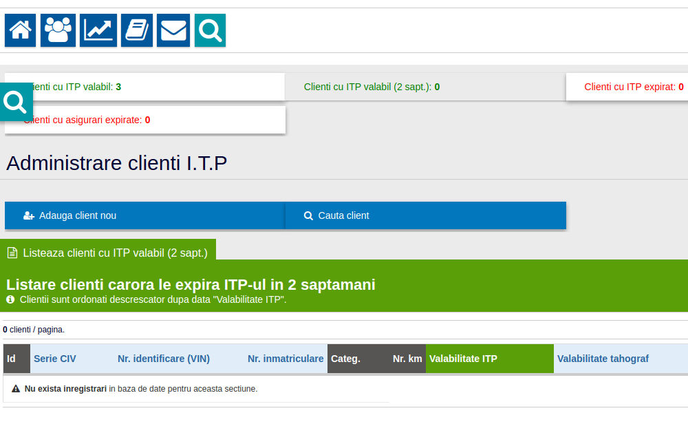 Aplicatie web statie ITP - Modul clienti ITP 012